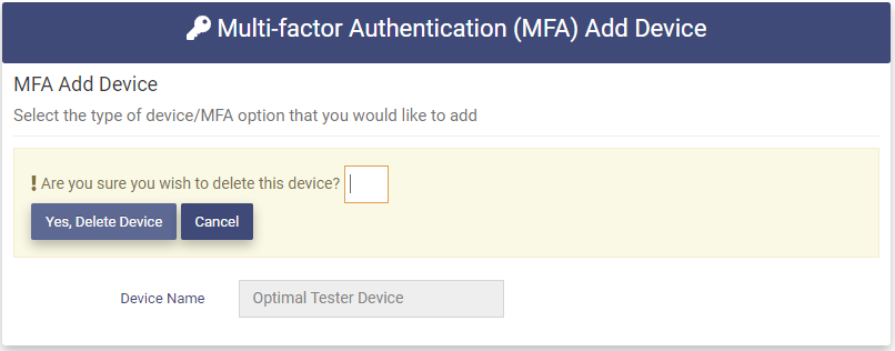 Device Delete page