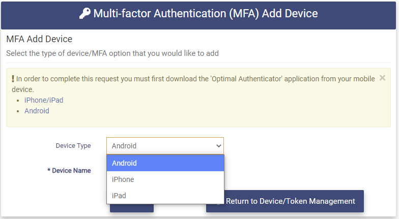 MFA Add Device Page 2