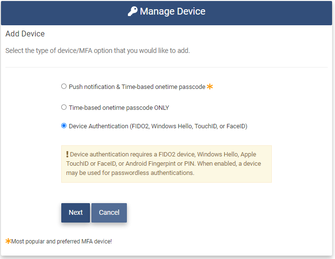 MFA Add Device Page 4 