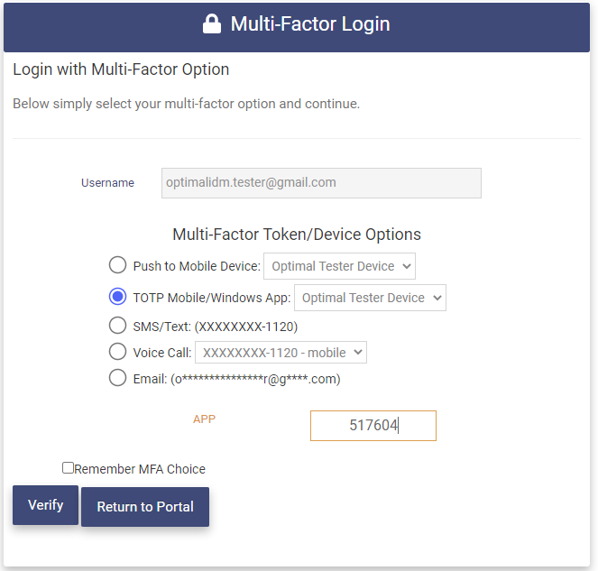TOTP passcode page